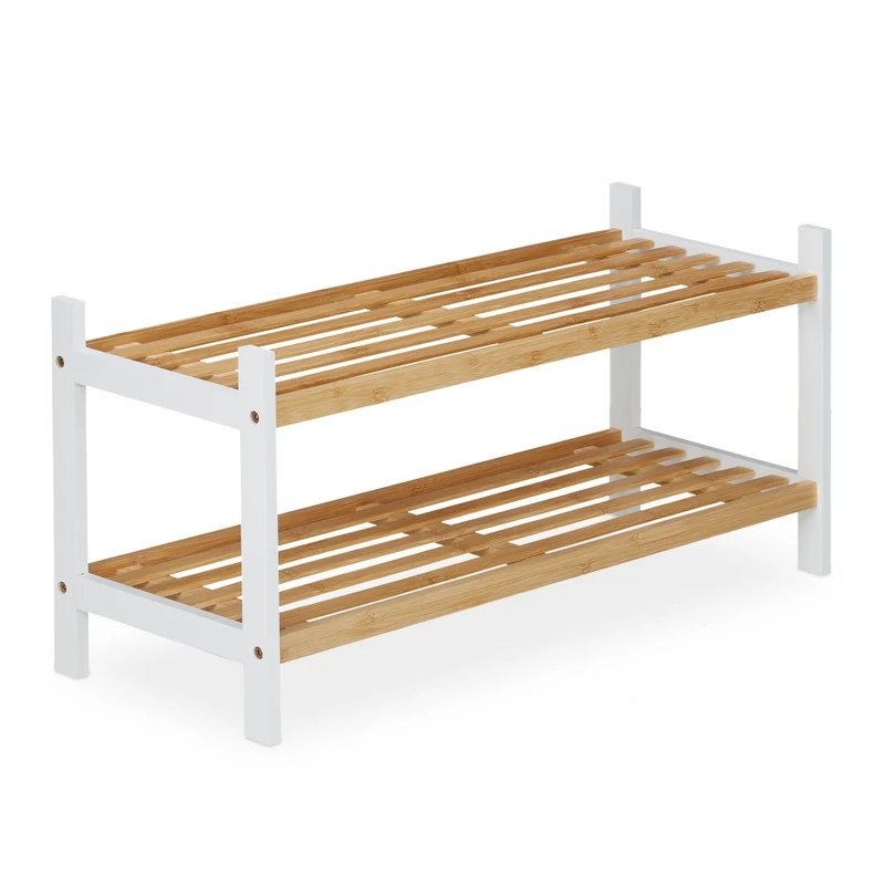 Etagère à chaussures moderne décorative entrée 80 x 30 x 70 cm rangement efficace en bambou naturel 13_0010344