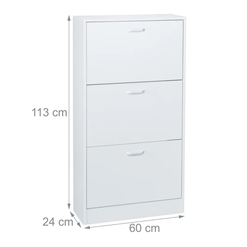 Meuble à chaussures slim rangement organisé couloir 113 x 60 x 24 cm en panneau de particules blanc 13_0016575