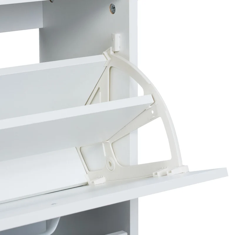 Meuble à chaussures slim rangement organisé couloir 113 x 60 x 24 cm en panneau de particules blanc 13_0016575