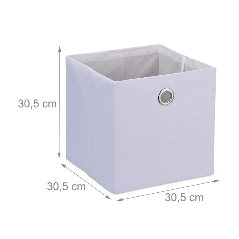 Lot de 2 boîtes de rangement carrées pratiques pour petits objets 30,5 x 30,5 x 30,5 cm en lin beige 13_0013751