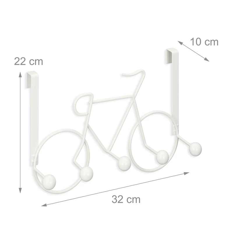 Porte-manteau mural en forme de vélo 20 x 33 x 7 cm design original salle d'entrée moderne en acier noir 13_0015057