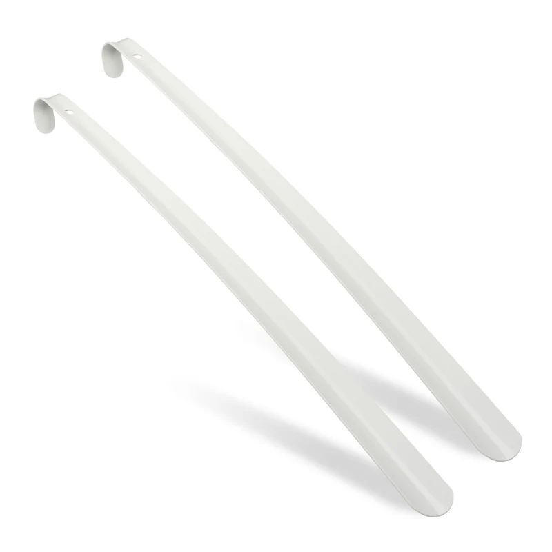 Lot de 2 chausse-pieds longs inoxydables utilisation debout 80 x 10 x 3 cm en métal blanc 13_0013390