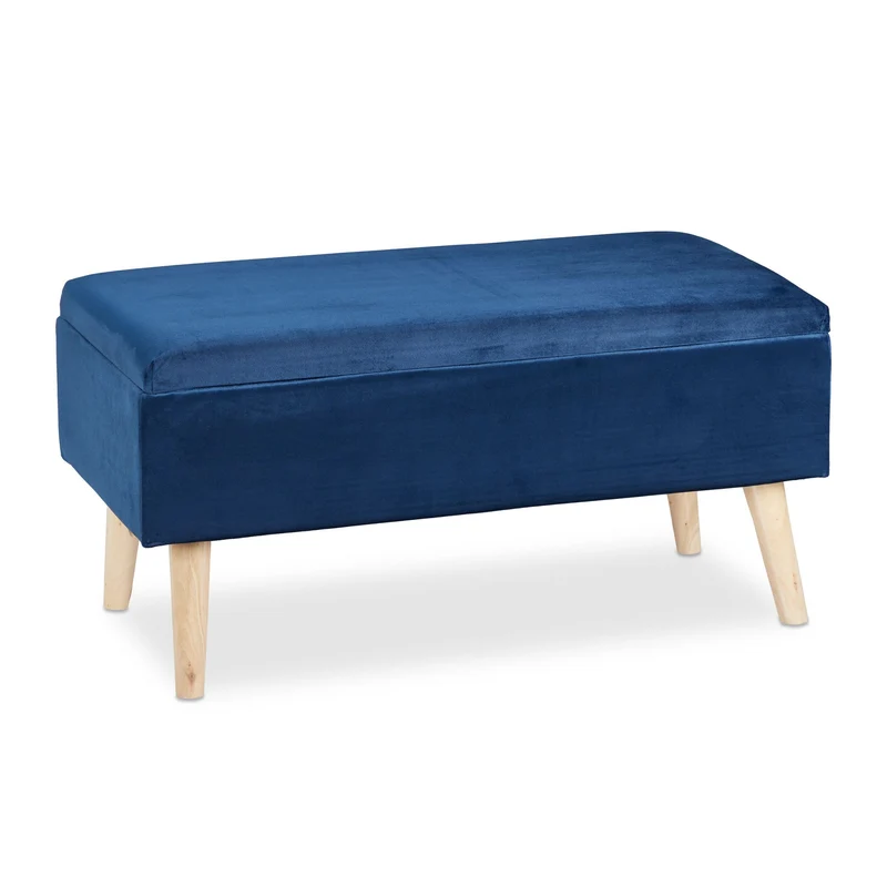 Banc de rangement élégant avec couvercle rabattable 41 x 80 x 40 cm assise confortable style moderne en velours gris 13_0009668