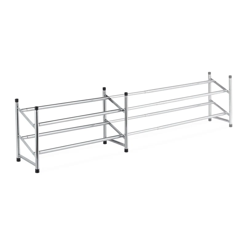 Étagère à chaussures télescopique extensible pour entrée dressing 90 x 20 x 30 cm modernité et faible encombrement en métal gris 13_0010826