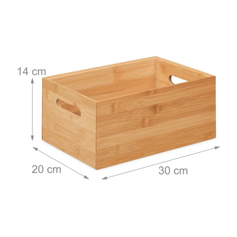 Boîte de rangement empilable pratique salon 14 x 30 x 20 cm en bambou naturel 13_0012728