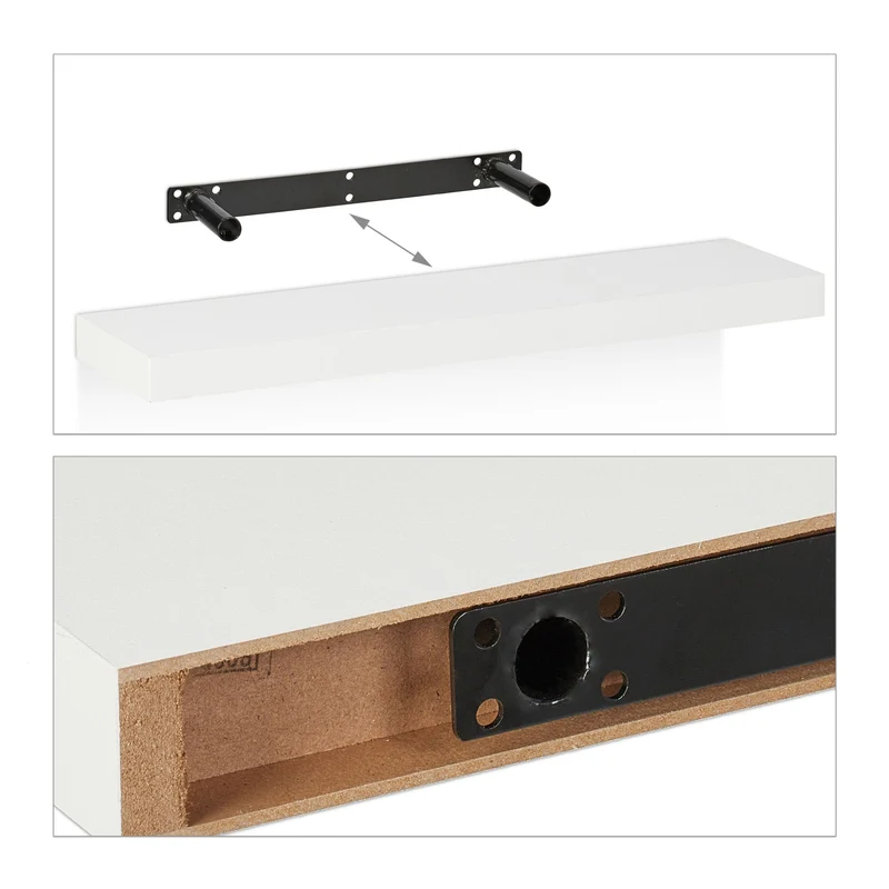Lot de 3 étagères murales blanches spacieuses modernes pour salon chambre rangement déco en MDF blanc 13_0012737