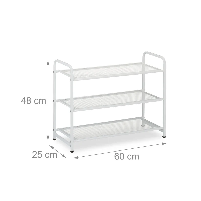Étagère à chaussures à 3 niveaux design contemporain entrée chambre 90 x 30 x 100 cm en acier blanc 13_0013919