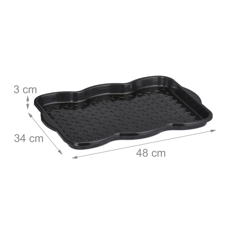 Lot de 3 bacs égouttoirs à chaussures pratique nettoyage facile 30 x 20 x 10 cm en plastique noir 13_0015383