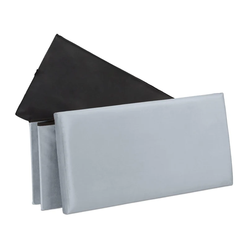 Banquette pliable avec coffre de rangement confortable 38 x 77 x 39 cm en velours gris 13_0011179