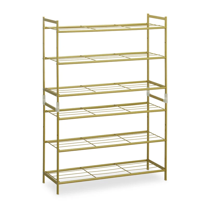 Étagère à chaussures empilable moderne 50 x 70 x 26 cm rangement clair jusqu'à 9 paires en métal noir 13_0011553