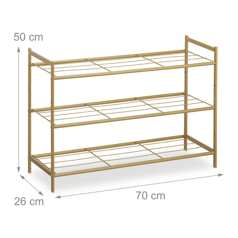 Étagère à chaussures empilable moderne 50 x 70 x 26 cm rangement clair jusqu'à 9 paires en métal noir 13_0011553