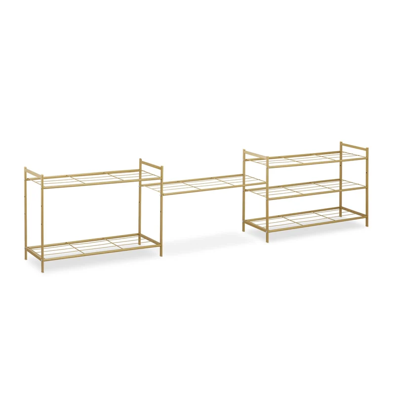 Étagère à chaussures empilable moderne 50 x 70 x 26 cm rangement clair jusqu'à 9 paires en métal noir 13_0011553