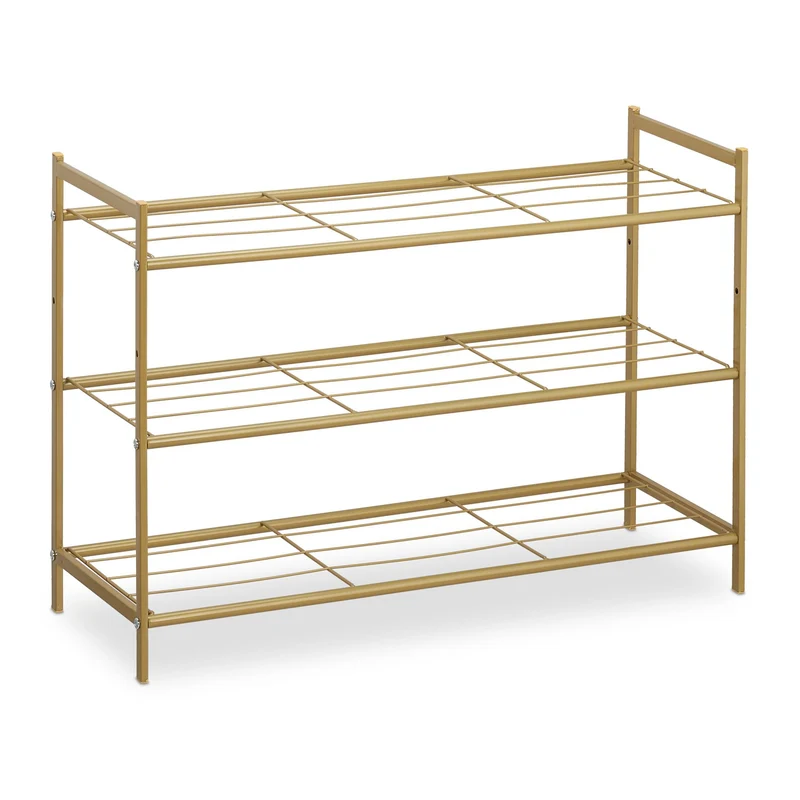 Étagère à chaussures empilable moderne 50 x 70 x 26 cm rangement clair jusqu'à 9 paires en métal noir 13_0011553