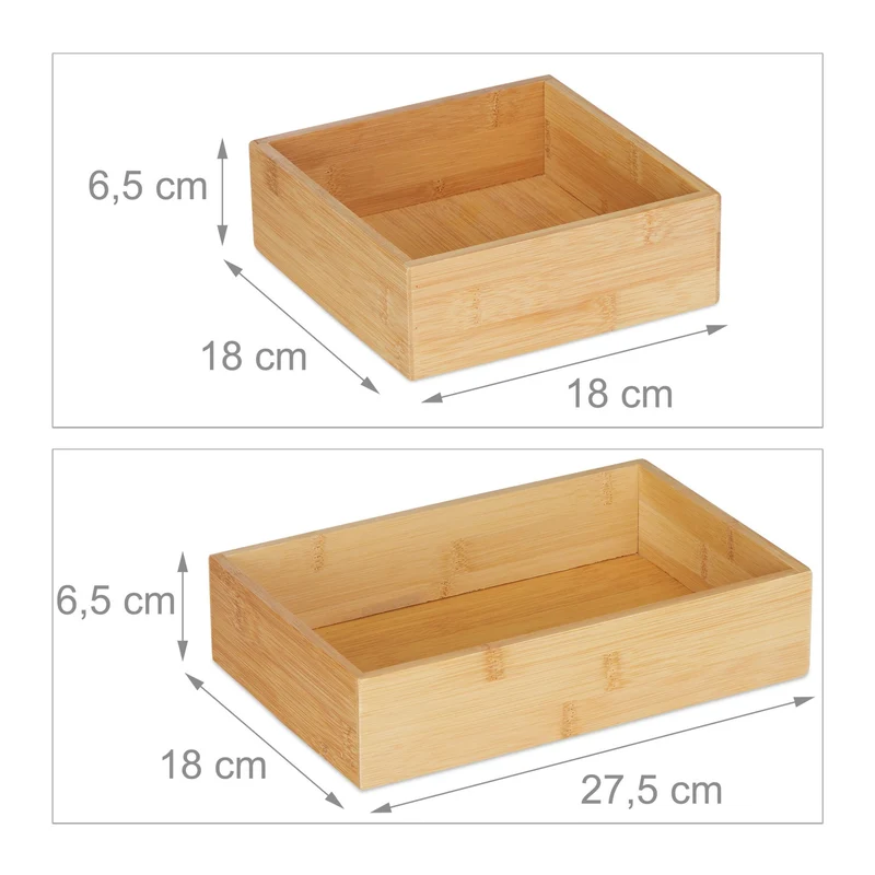 Lot de 5 boîtes de rangement pratiques pour bureau cuisine salle de bain 20 x 15 x 10 cm en bambou naturel 13_0010322