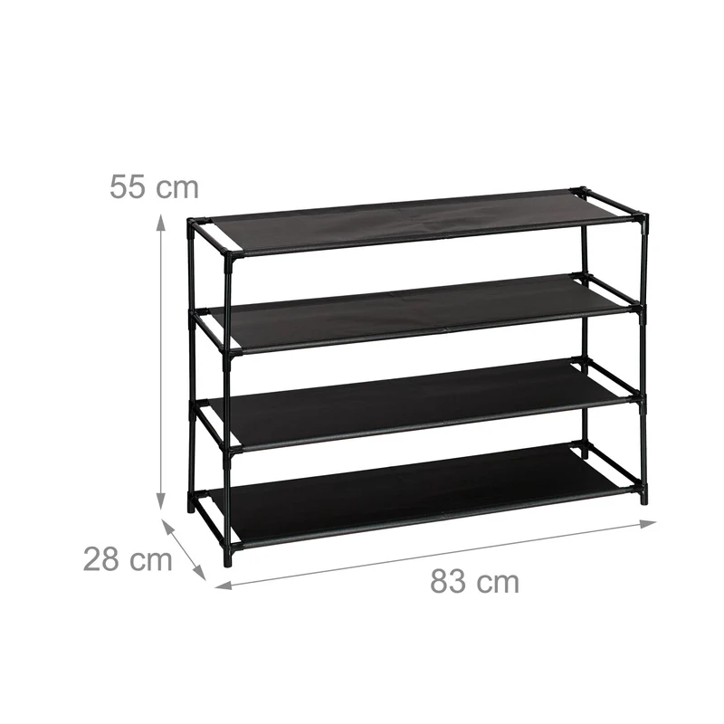 Étagère à chaussures ouverte design pratique entrée 158 x 83 x 28 cm accès facile en acier noir 13_0015410