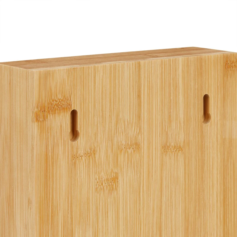 Armoire à clés murale design naturelle 8 crochets rangement efficace 40 x 30 x 15 cm en bambou naturel 13_0015047