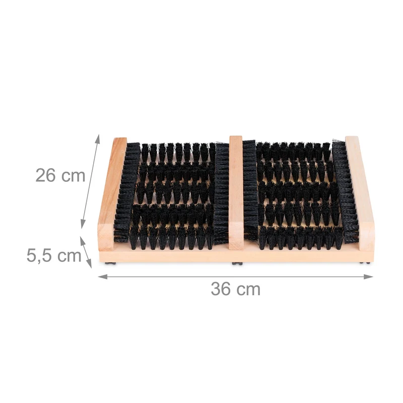 Grille gratte-pieds pratique jardin terrasse entrée 80 x 25 x 5 cm brosses en plastique finition bois marron 13_0015945