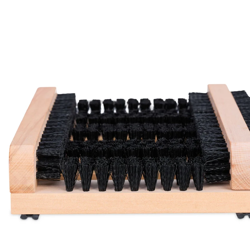 Grille gratte-pieds pratique jardin terrasse entrée 80 x 25 x 5 cm brosses en plastique finition bois marron 13_0015945