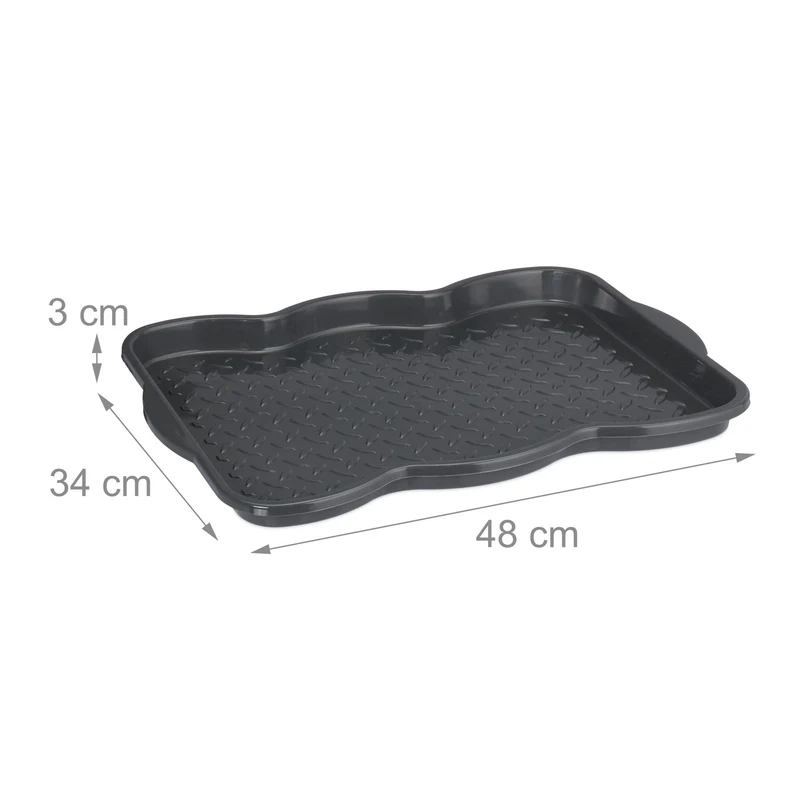 Lot de 3 égouttoirs à chaussures pratiques pour séchage rapide entrée 40 x 30 x 10 cm en plastique gris 13_0015379