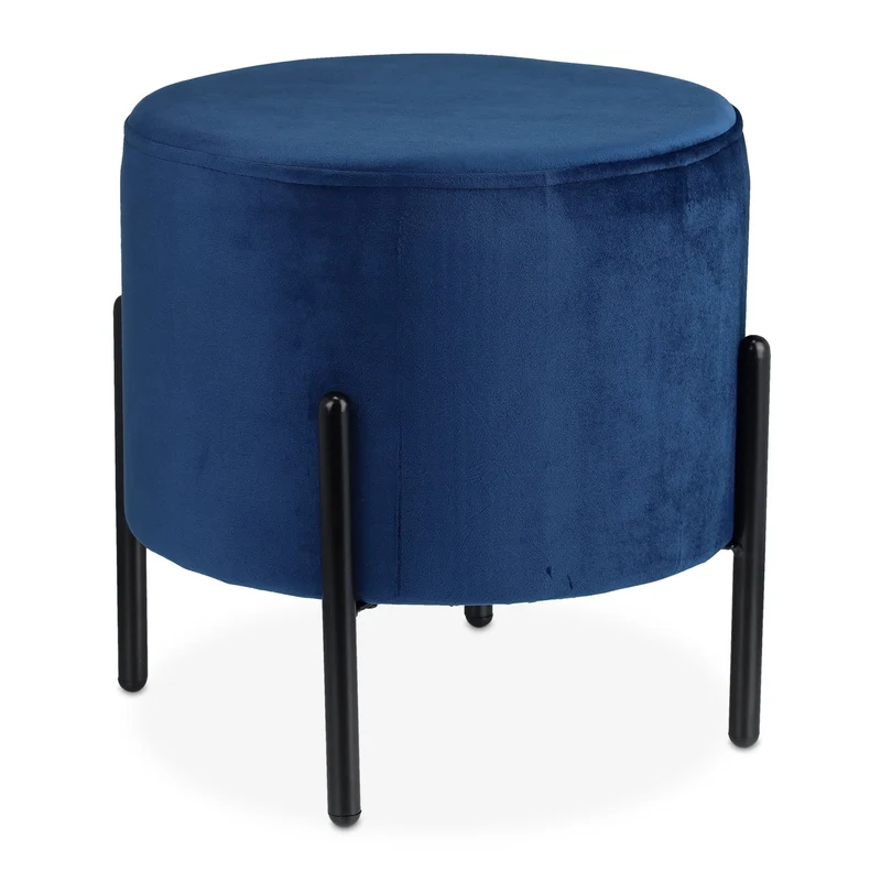 Tabouret d'appoint moderne 40 x 40 x 45 cm assise douce décoratif en velours bleu 13_0011073