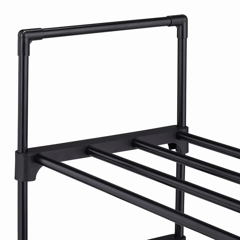 Étagère à chaussures modulable salon dressing 175,5 x 93 x 30,5 cm système emboîtable design moderne en acier noir 13_0011370