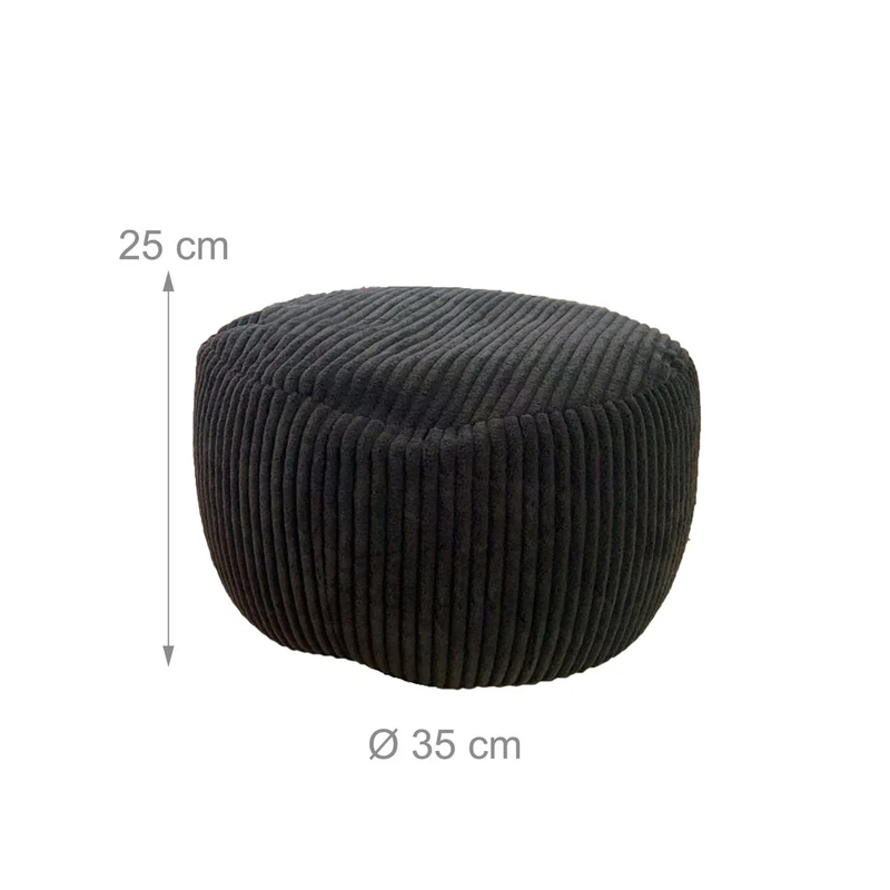 Pouf en velours côtelé bohème siège d'appoint style déco 25 x 35 cm en polyester beige 13_0017777