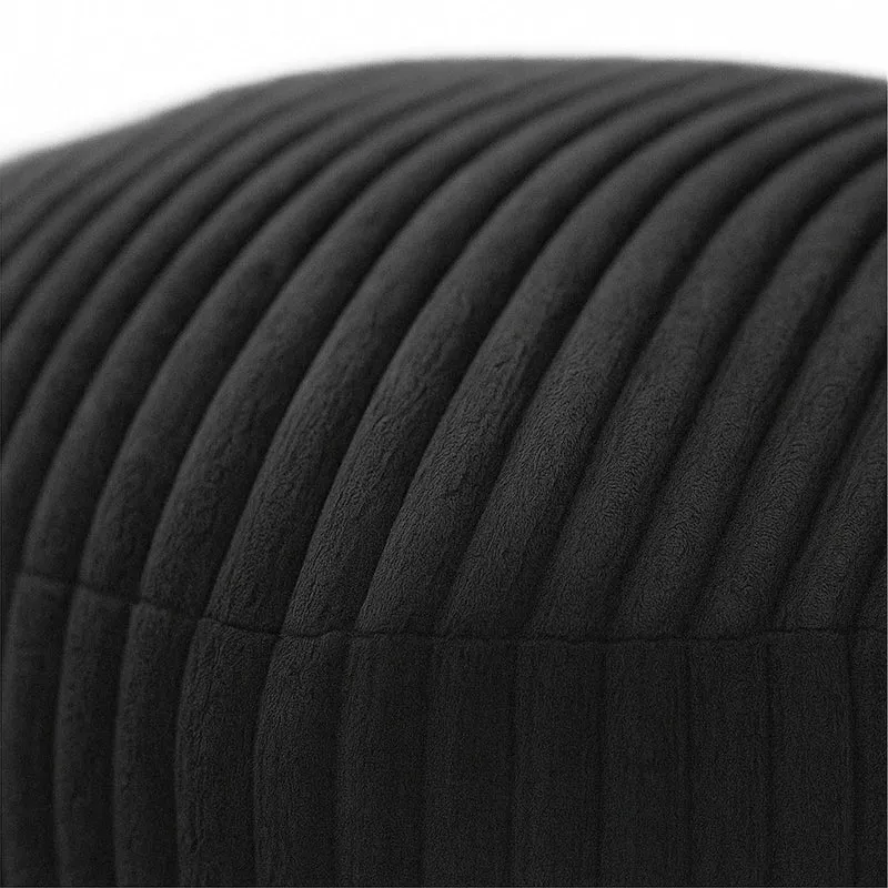 Pouf en velours côtelé bohème siège d'appoint style déco 25 x 35 cm en polyester beige 13_0017777
