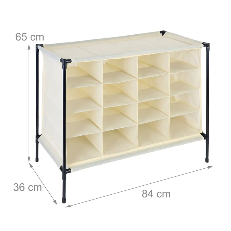Meuble à chaussures compact pratique pour le camping 65 x 84 x 36 cm en polyester beige 13_0016910