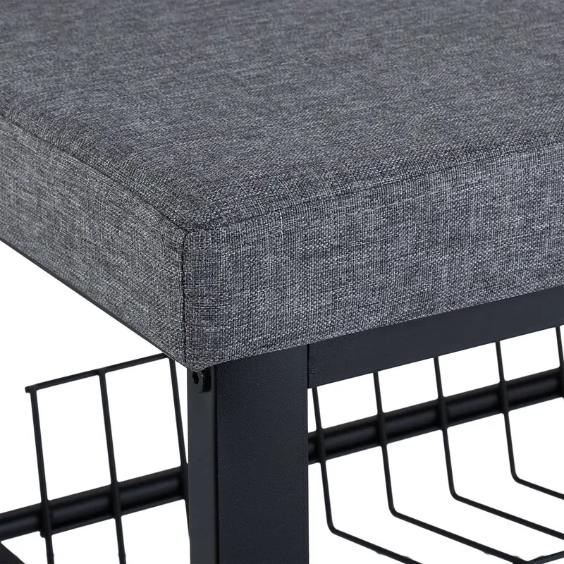 Banc à chaussures avec assise et rangement 90 x 40 x 45 cm design moderne couloir en métal noir 13_0015957