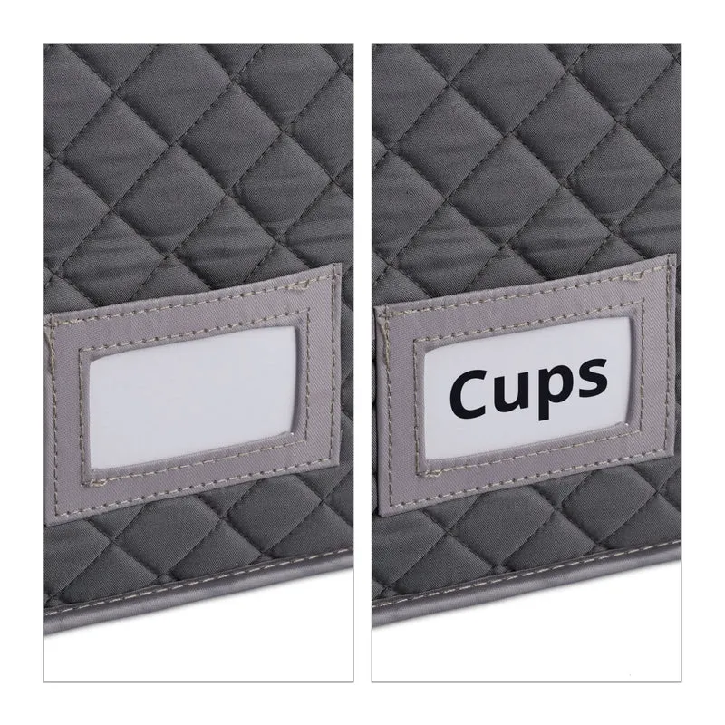 Lot de 6 boîtes de rangement pour vaisselle 30 x 20 x 15 cm protection rembourrée camping maison en tissu noir 13_0015930