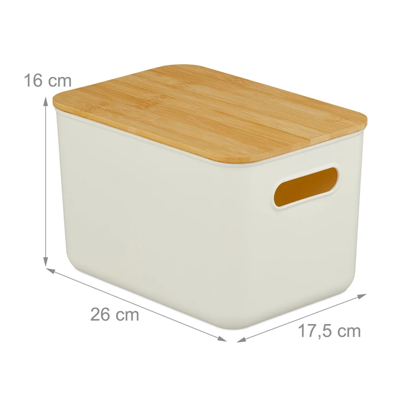Lot de 2 bacs de rangement pratique empilables salle de bain bureau 16 x 26 x 17,5 cm en plastique naturel 13_0016852