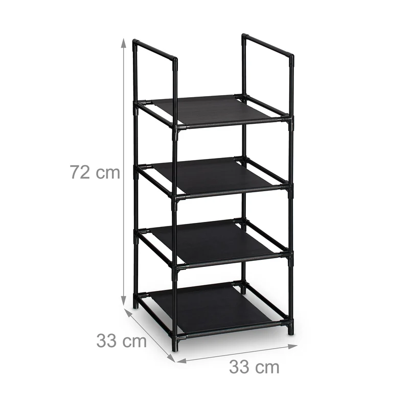 Meuble à chaussures étroit pratique design épuré 70 x 30 x 20 cm en métal noir 13_0015415