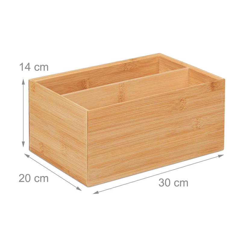 Boîte de rangement empilable 14 x 30 x 20 cm pour salle de bain cuisine salon finition naturelle en bambou 13_0012742