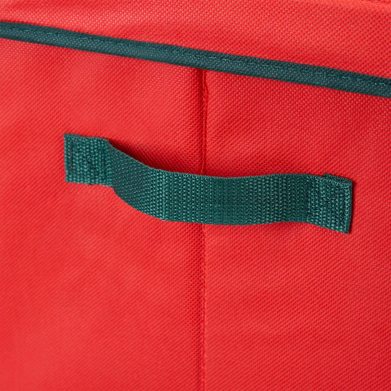 Boîte de rangement spacieuse pour boules de Noël 30 x 30 x 60 cm avec séparateurs ajustables en tissu rouge 13_0016201