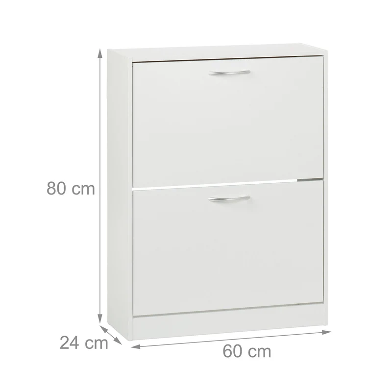 Meuble à chaussures rangement entrée 116 x 60 x 24 cm tablette amovible design moderne en aggloméré blanc 13_0015709