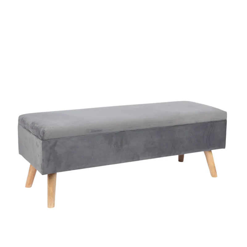 Banquette coffre multifonctionnelle 40 x 110 x 40 cm avec rangement assise rembourrée style contemporain en MDF gris 13_0017448