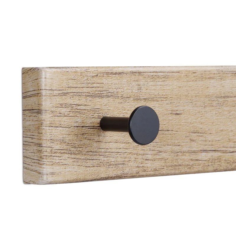 Porte-manteau mural design moderne avec anneau 60 x 20 x 15 cm pratique pour manteaux et sacs à main en bois brun 13_0011795