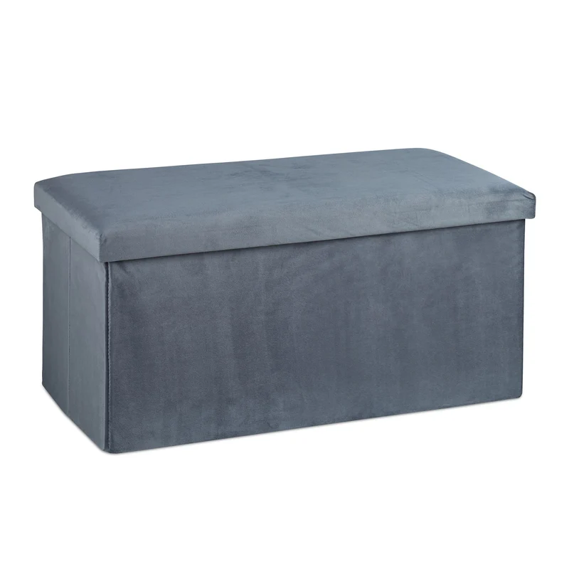Banquette pliable avec coffre de rangement salon chambre 77 x 39 x 38 cm assise matelassée design élégant en MDF gris 13_0011178
