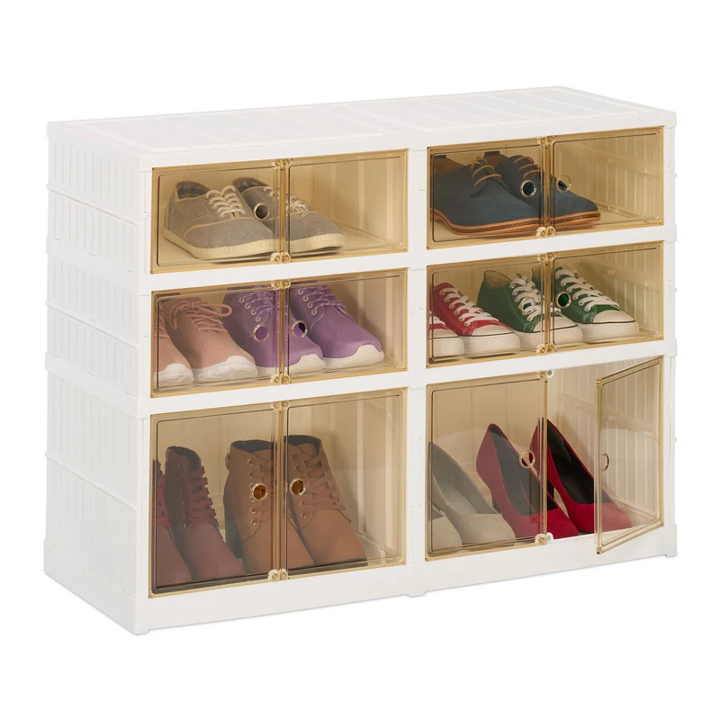 Armoire à chaussures pliable avec roulettes rangement pratique 66,5 x 86,5 x 34,5 cm en plastique blanc 13_0016389