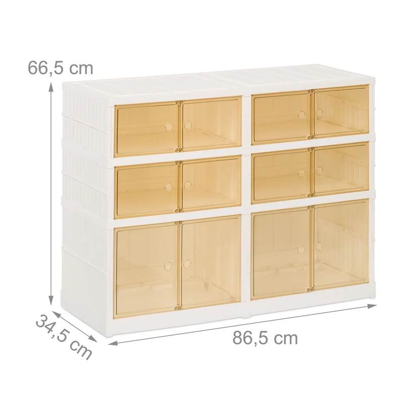 Armoire à chaussures pliable avec roulettes rangement pratique 66,5 x 86,5 x 34,5 cm en plastique blanc 13_0016389