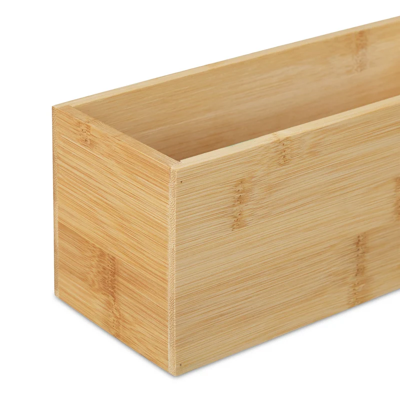 Lot de 2 boîtes de rangement ouvertes polyvalentes pour salle de bain bureau 28 x 20 x 12 cm en bambou naturel 13_0016275