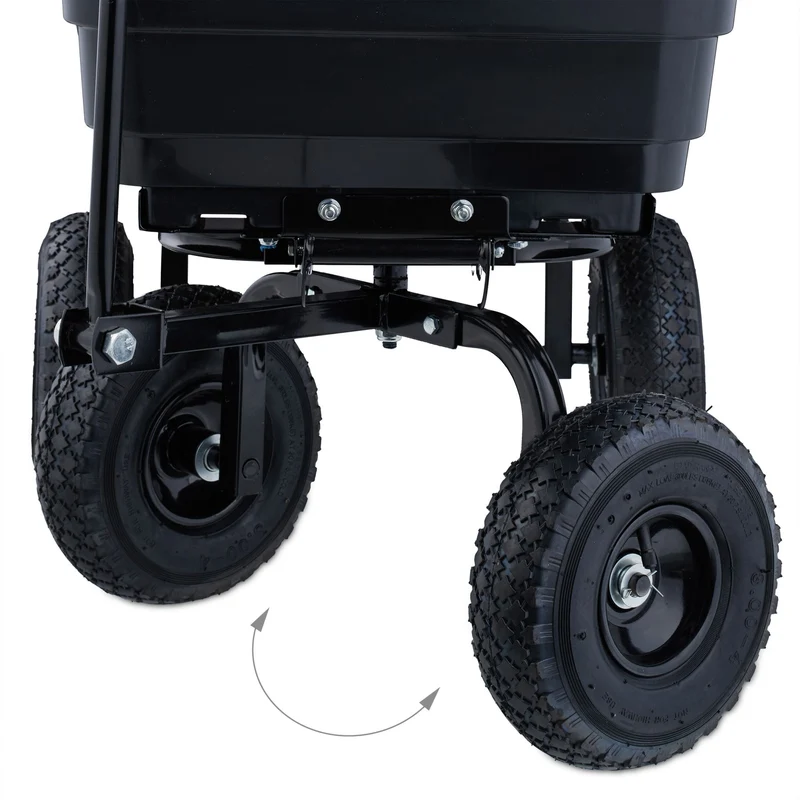 Chariot de jardin 4 roues 95 x 50 x 50 cm benne basculante empotage facile en plastique vert 13_0015050