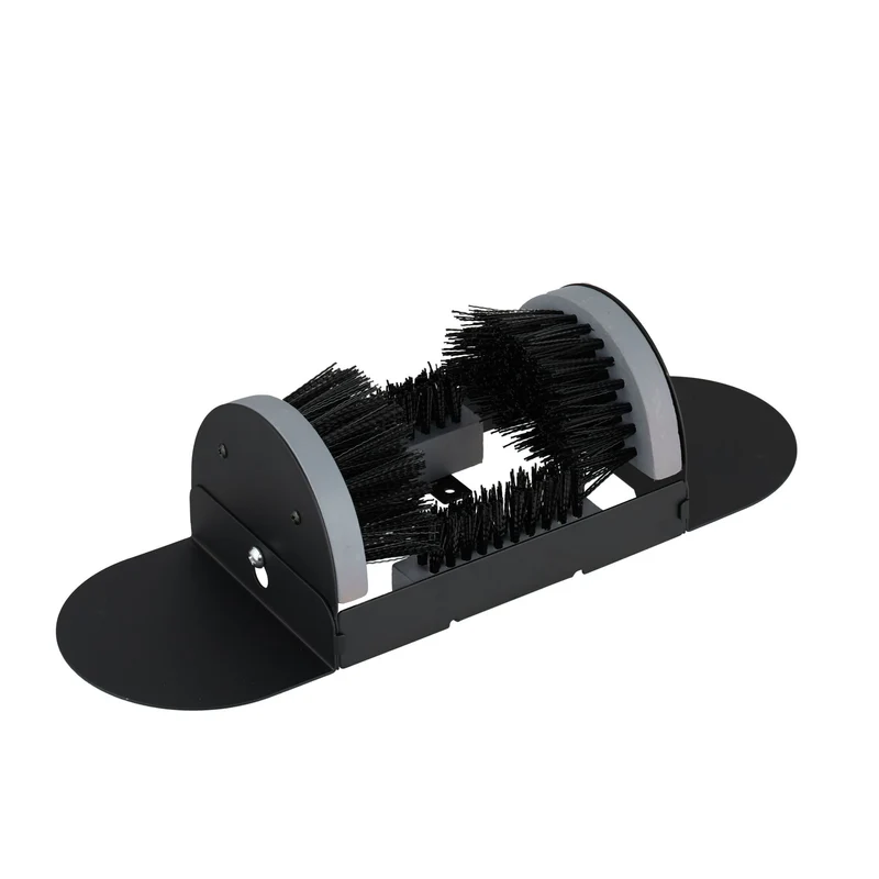 Grattoir à chaussures extérieur fixe antidérapant 60 x 40 x 15 cm en bois noir 13_0017733