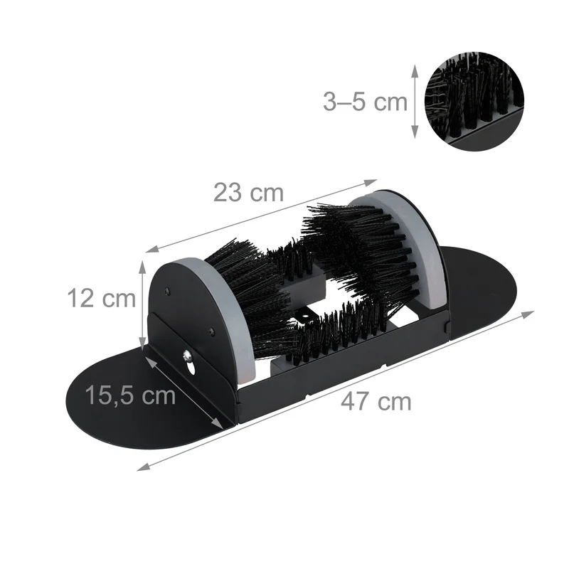 Grattoir à chaussures extérieur fixe antidérapant 60 x 40 x 15 cm en bois noir 13_0017733