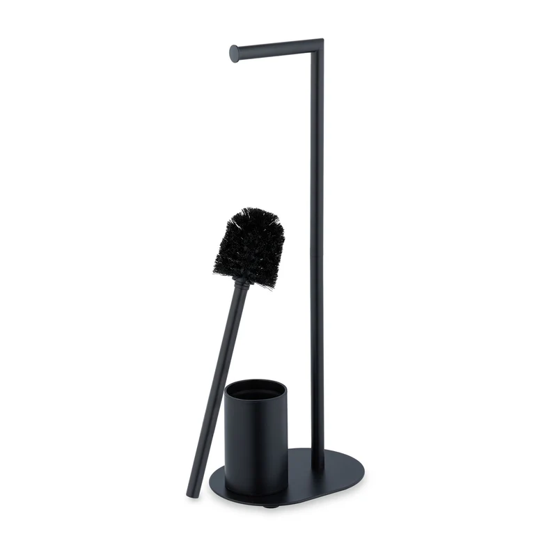 Serviteur WC moderne pratique à poser 63 x 23 x 17 cm en métal noir 13_0016637