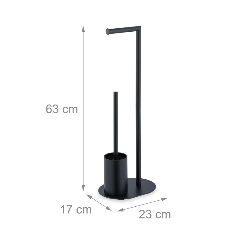 Serviteur WC moderne pratique à poser 63 x 23 x 17 cm en métal noir 13_0016637