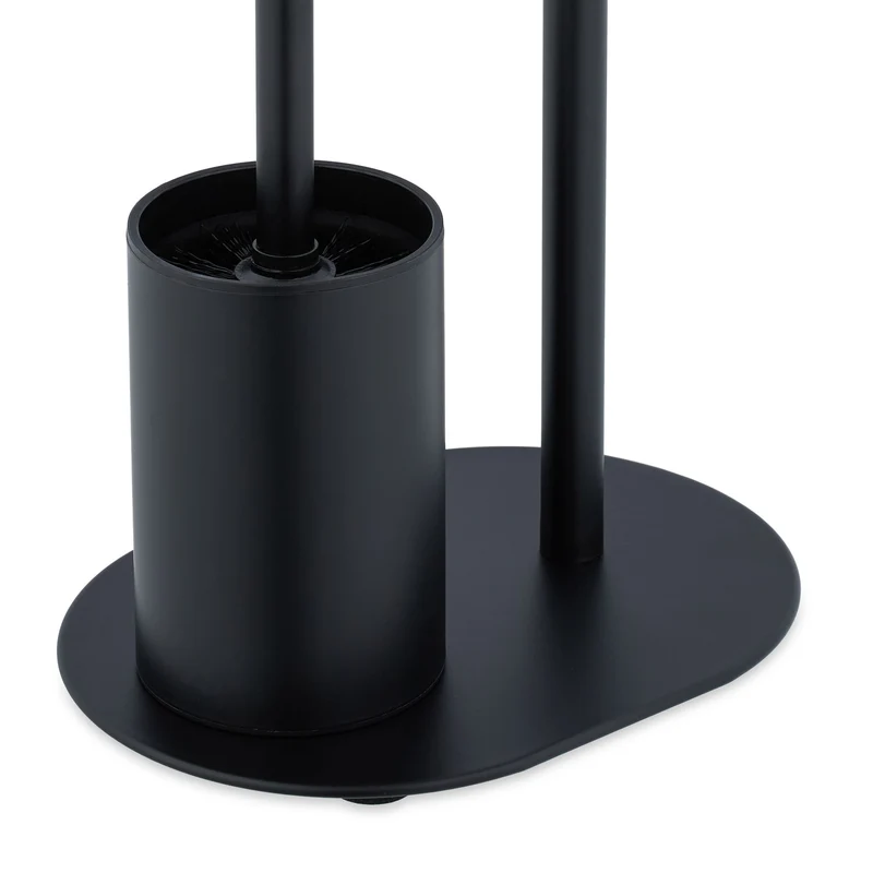 Serviteur WC moderne pratique à poser 63 x 23 x 17 cm en métal noir 13_0016637
