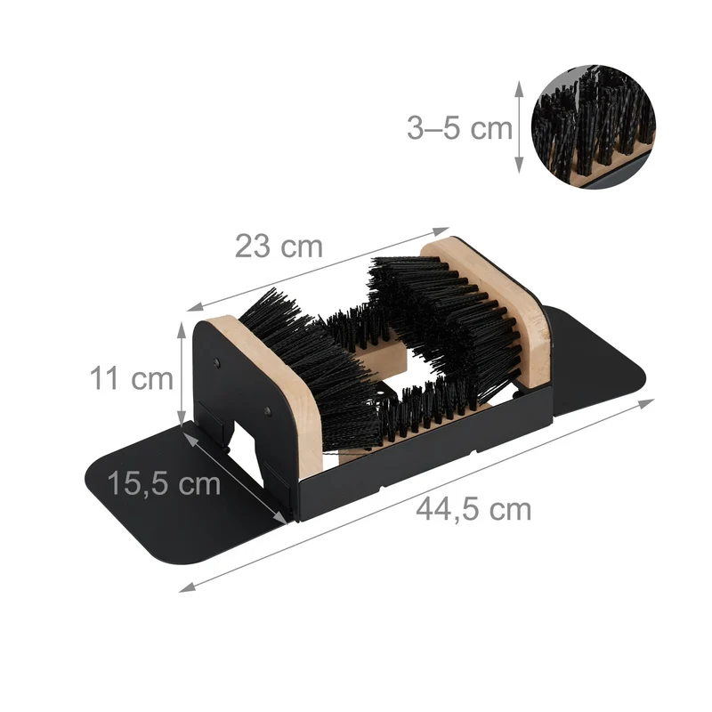 Lot de 1 nettoyeur de chaussures extérieur antidérapant efficace 60 x 30 x 5 cm en plastique noir 13_0017735