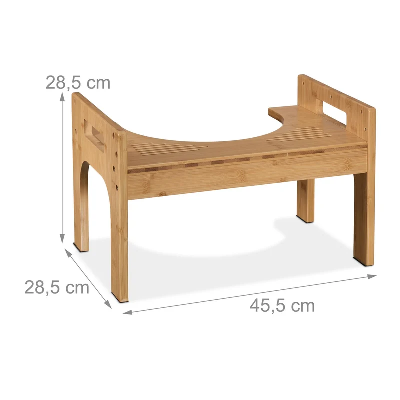 Tabouret de salle de bain ergonomique 35 x 30 x 20 cm pieds antidérapants en bambou naturel 13_0015150