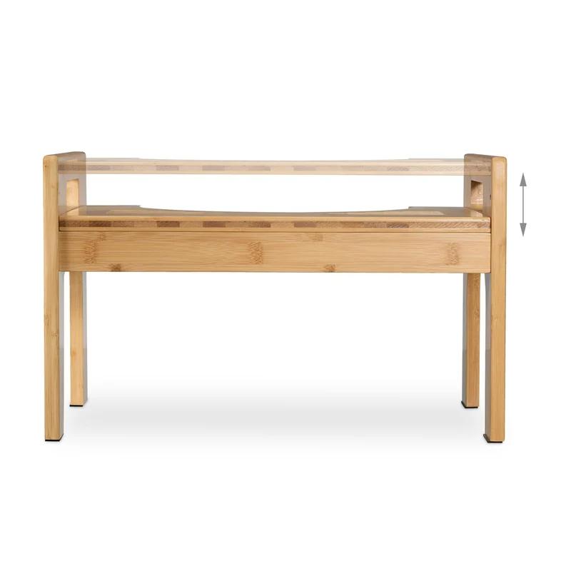 Tabouret de salle de bain ergonomique 35 x 30 x 20 cm pieds antidérapants en bambou naturel 13_0015150
